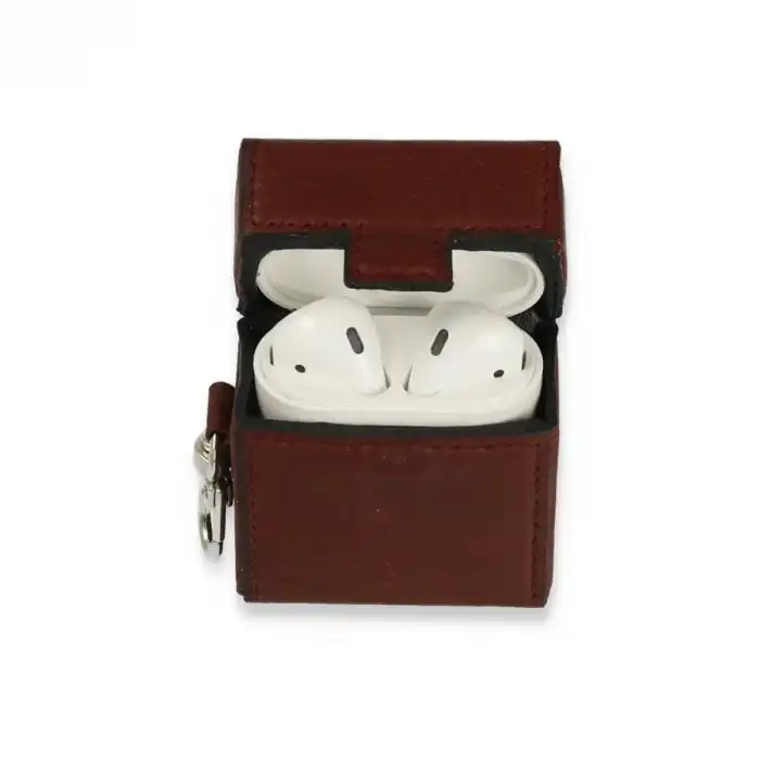 Airpods 2 (2.nesil) Deri Kılıf - Bordo