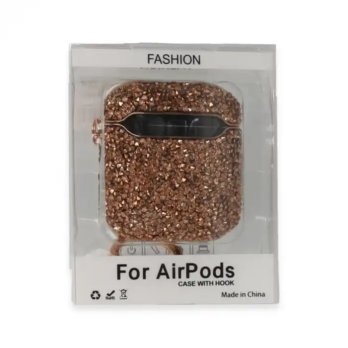 Airpods 2 (2.nesil) Mira Taşlı Kılıf - Rose Gold