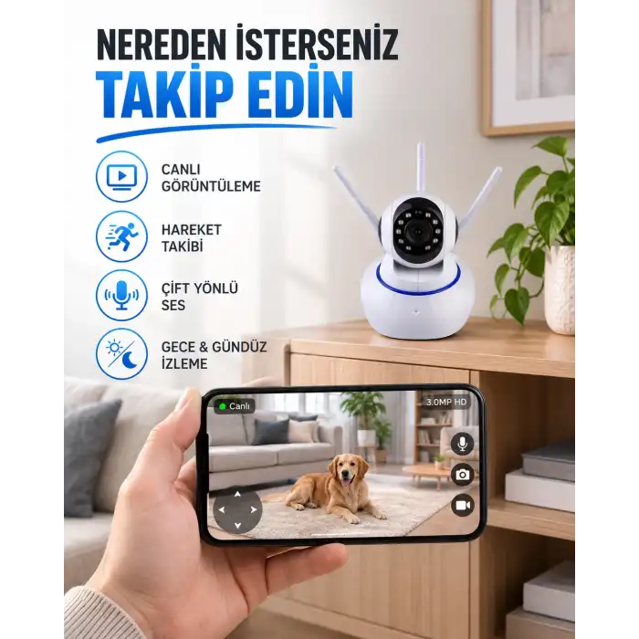 Akıllı IP Güvenlik Kamerası – 1080P HD, Gece Görüşlü, Hareket Algılamalı Yeni Nesil