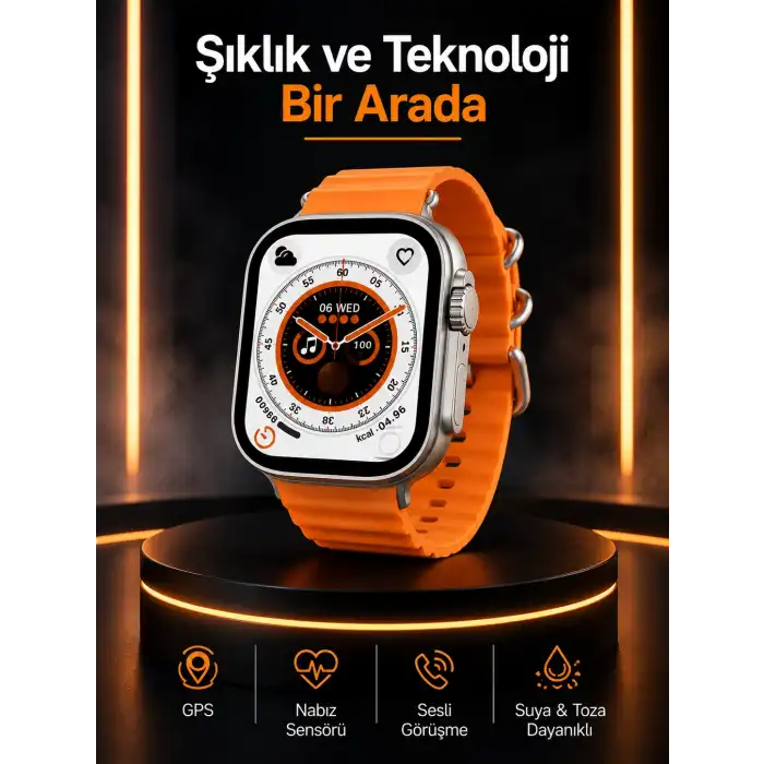 Akıllı Saat Android ve İOS Uyumlu 49 MM NFC Özelliği GPS Takibi Yeni Nesil