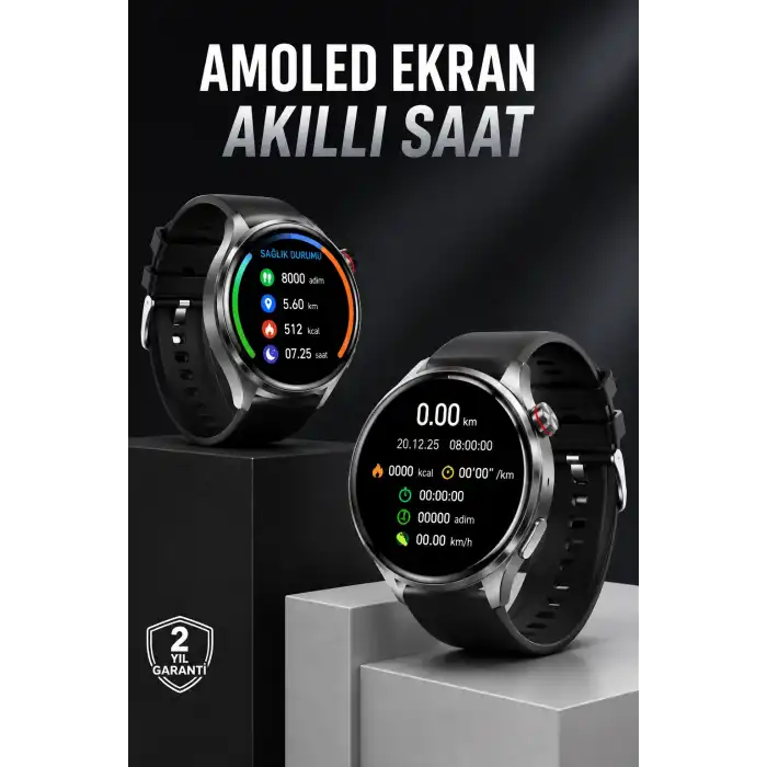 Akıllı Saat Bluetooth Bağlantılı Amoled Ekran Uyku ve Sağlık Takibi