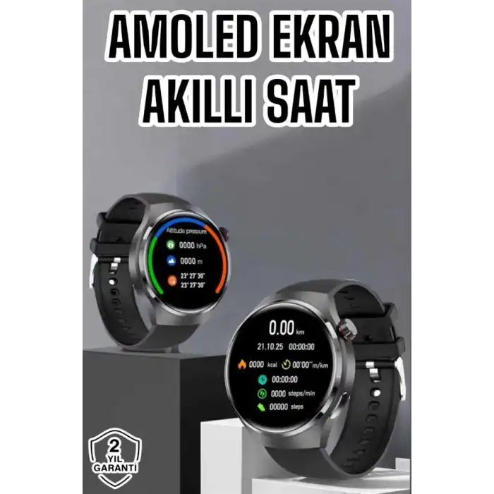 Akıllı Saat Bluetooth Bağlantılı Amoled Ekran Uyku ve Sağlık Takibi