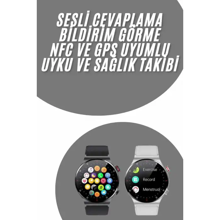 Akıllı Saat Uyku ve Sağlık Takibi NFC Uyumlu Bluetoooth Bağlantılı Android İOS Uyumlu