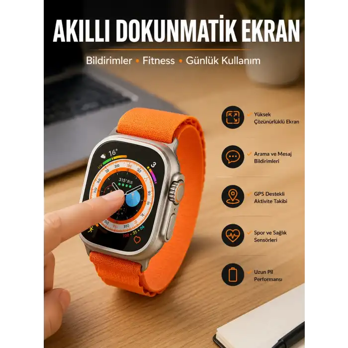 Akıllı Saat Uyku ve Spor Takibi Yeni Nesil Bluetooth Bağlantılı Amoled Ekran