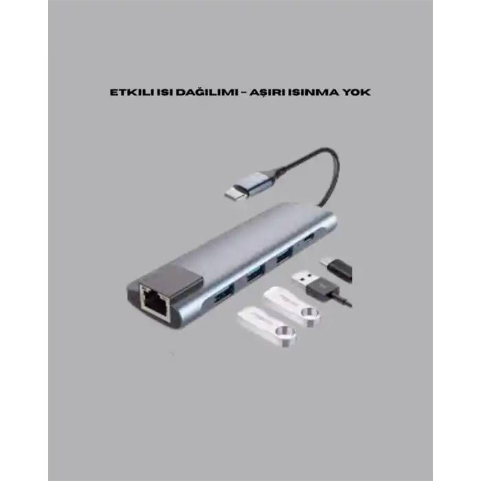 Alüminyum Gövdeli Type‑C HDMI & Ethernet Adaptör – Tak & Çalıştır