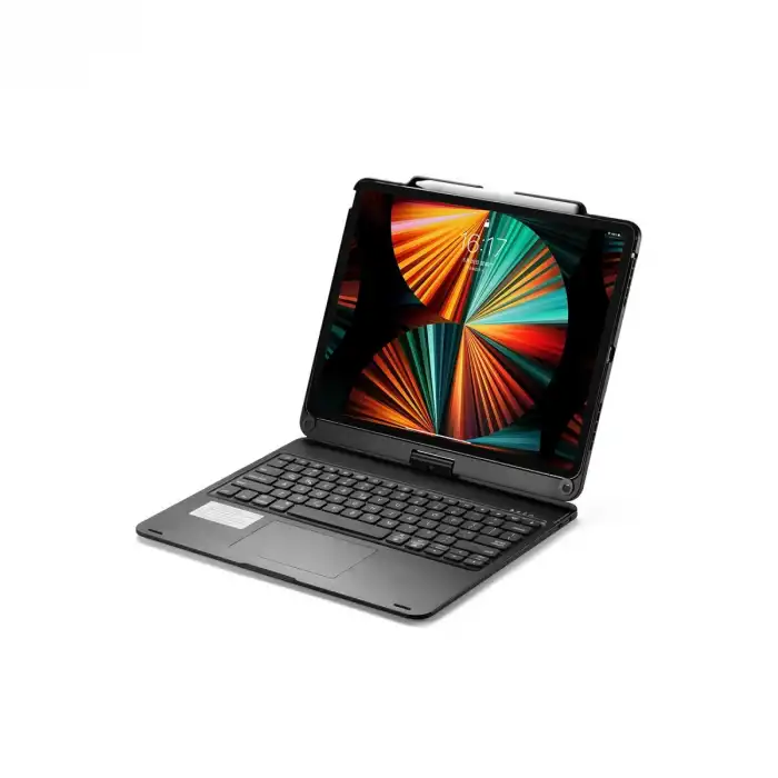 Apple İpad Pro 12.9 (2021) Kılıf Magic Dönen Klavyeli Tablet Kılıf - Siyah