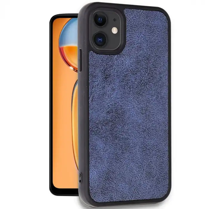 Apple İphone 11 Kılıf Aras Deri Kapak - Lacivert