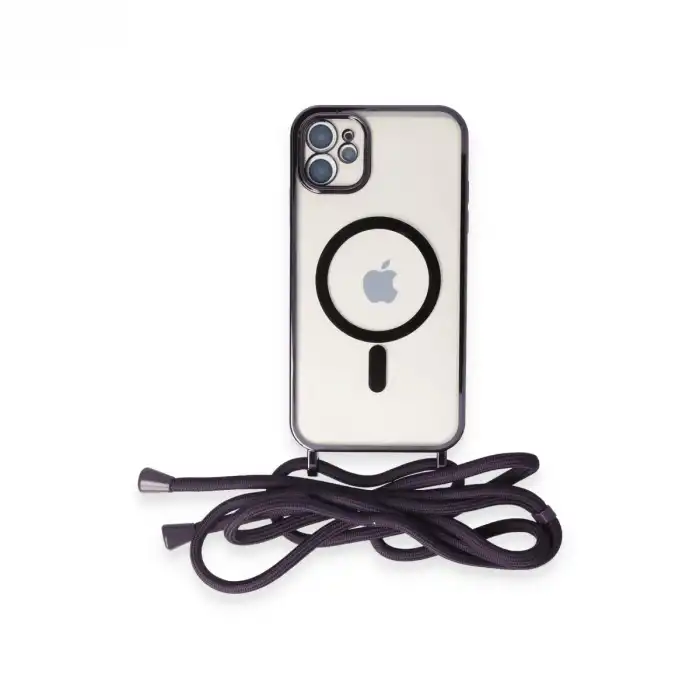 Apple İphone 11 Kılıf Divo Lazer Askılı Magsafe Kapak - Derin Mor