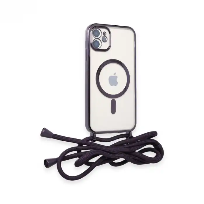 Apple İphone 11 Kılıf Divo Lazer Askılı Magsafe Kapak - Derin Mor