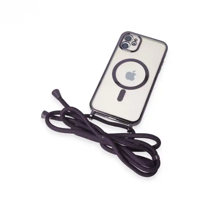 Apple İphone 11 Kılıf Divo Lazer Askılı Magsafe Kapak - Derin Mor