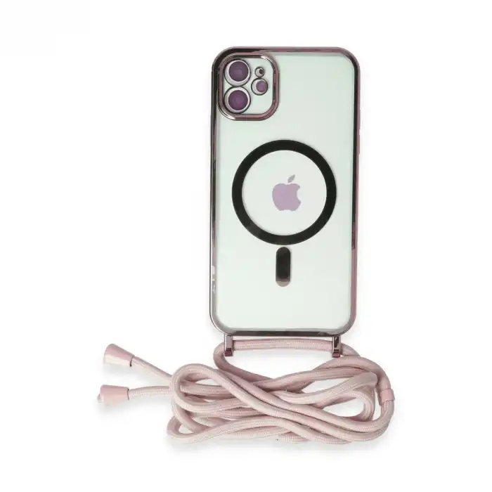 Apple İphone 11 Kılıf Divo Lazer Askılı Magsafe Kapak - Pembe