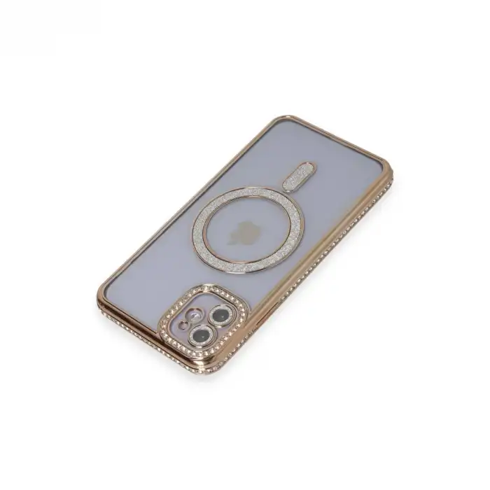 Apple İphone 11 Kılıf Joke Simli Magneticsafe Kılıf - Gold