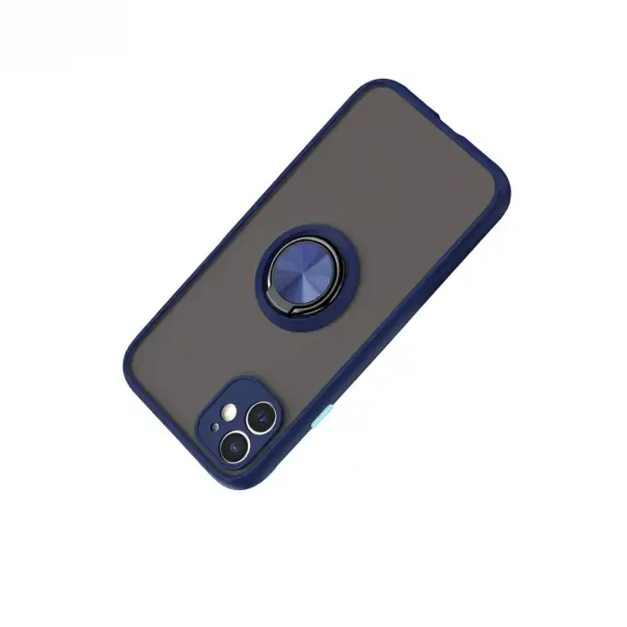 Apple İphone 11 Kılıf Montreal Yüzüklü Silikon Kapak - Lacivert