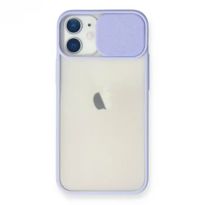 Apple İphone 11 Kılıf Palm Buzlu Kamera Sürgülü Silikon - Lila