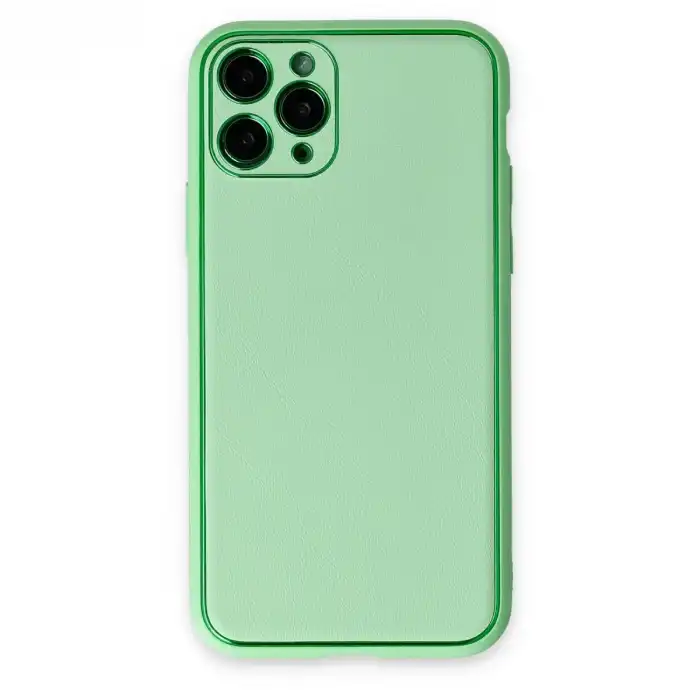 Apple İphone 11 Pro Kılıf Coco Deri Silikon Kapak - Açık Yeşil