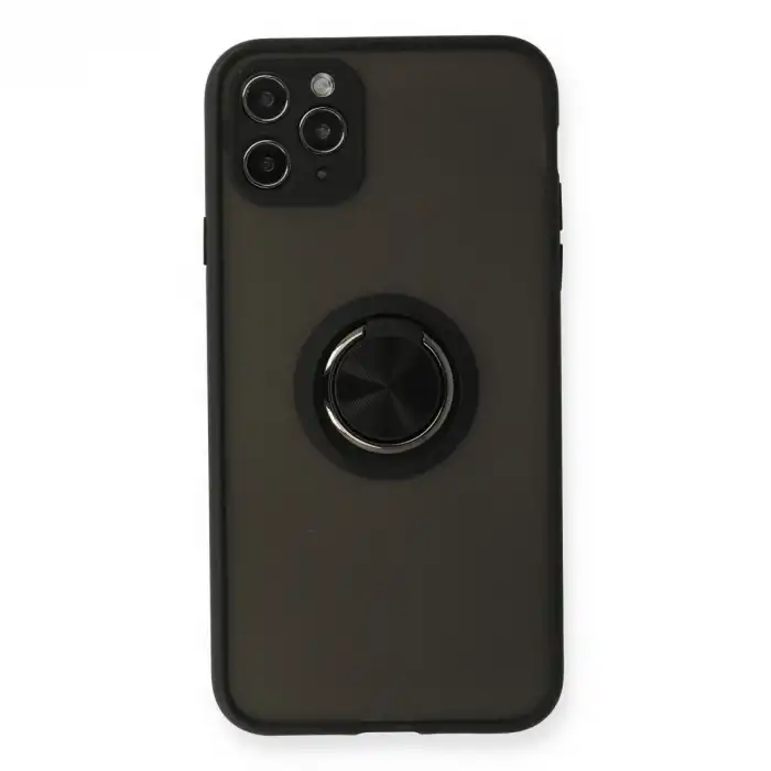 Apple İphone 11 Pro Kılıf Montreal Yüzüklü Silikon Kapak - Siyah
