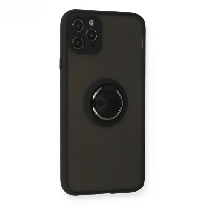 Apple İphone 11 Pro Kılıf Montreal Yüzüklü Silikon Kapak - Siyah