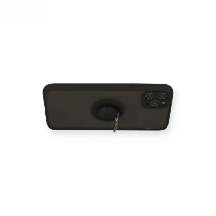 Apple İphone 11 Pro Kılıf Montreal Yüzüklü Silikon Kapak - Siyah