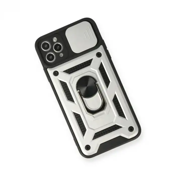 Apple İphone 11 Pro Kılıf Pars Lens Yüzüklü Silikon - Gümüş