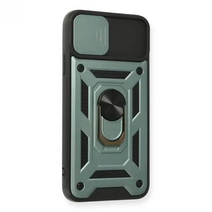 Apple İphone 11 Pro Kılıf Pars Lens Yüzüklü Silikon - Yeşil
