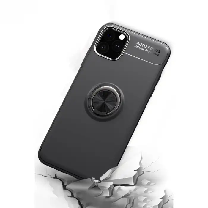 Apple İphone 11 Pro Kılıf Range Yüzüklü Silikon - Siyah