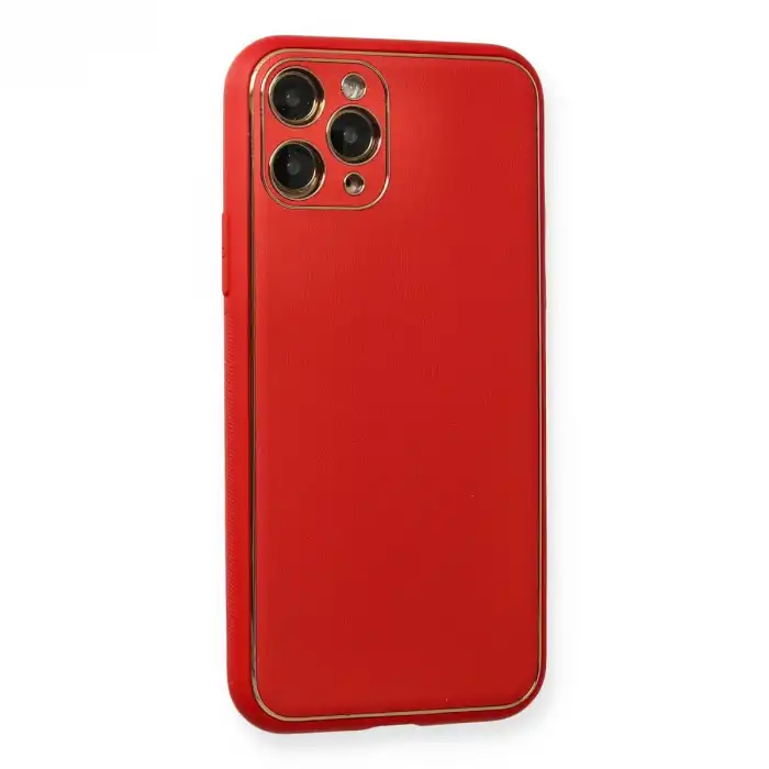 Apple İphone 11 Pro Max Kılıf Coco Deri Silikon Kapak - Kırmızı