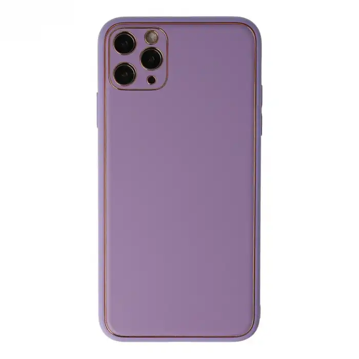 Apple İphone 11 Pro Max Kılıf Coco Deri Silikon Kapak - Lila