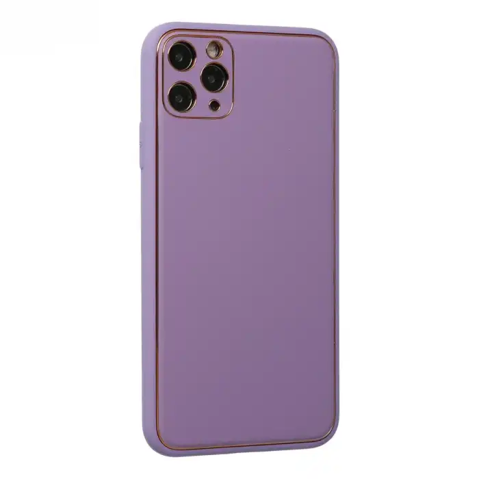 Apple İphone 11 Pro Max Kılıf Coco Deri Silikon Kapak - Lila