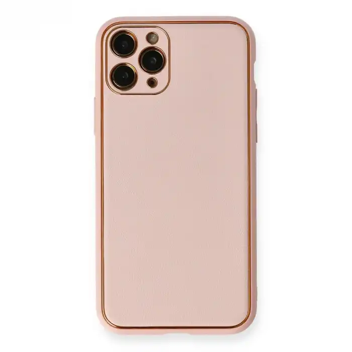 Apple İphone 11 Pro Max Kılıf Coco Deri Silikon Kapak - Pembe