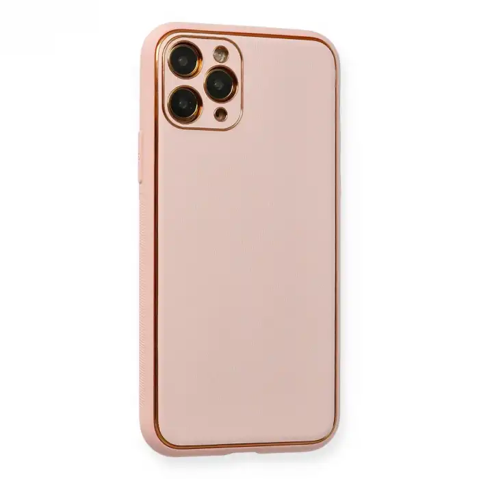 Apple İphone 11 Pro Max Kılıf Coco Deri Silikon Kapak - Pembe
