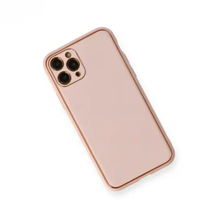 Apple İphone 11 Pro Max Kılıf Coco Deri Silikon Kapak - Pembe