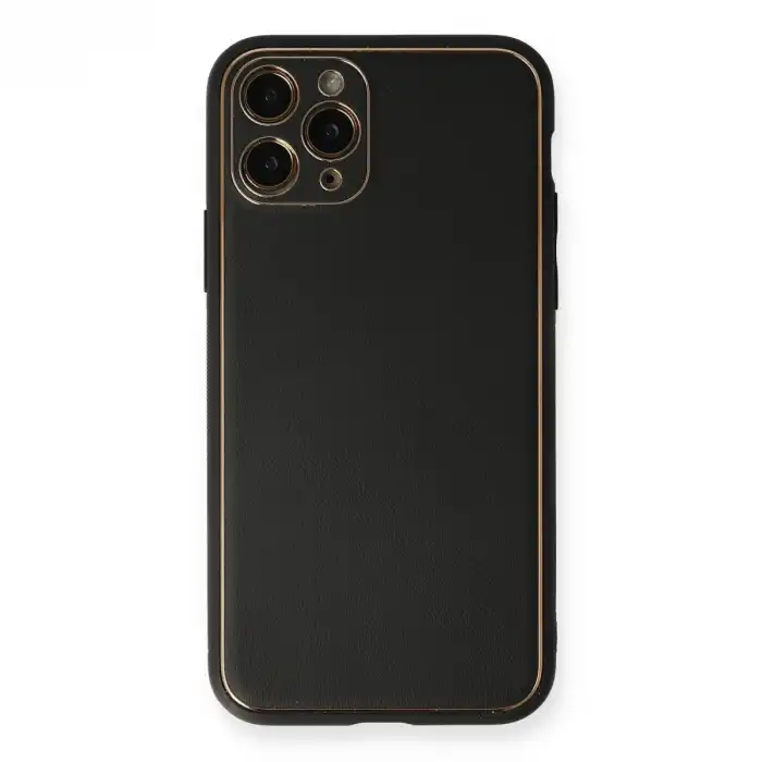 Apple İphone 11 Pro Max Kılıf Coco Deri Silikon Kapak - Siyah