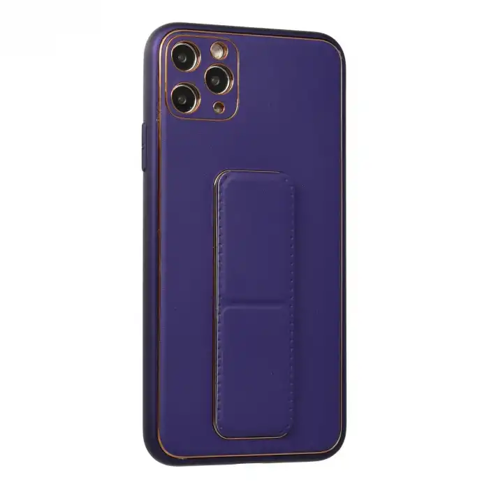 Apple İphone 11 Pro Max Kılıf Coco Deri Standlı Kapak - Mor