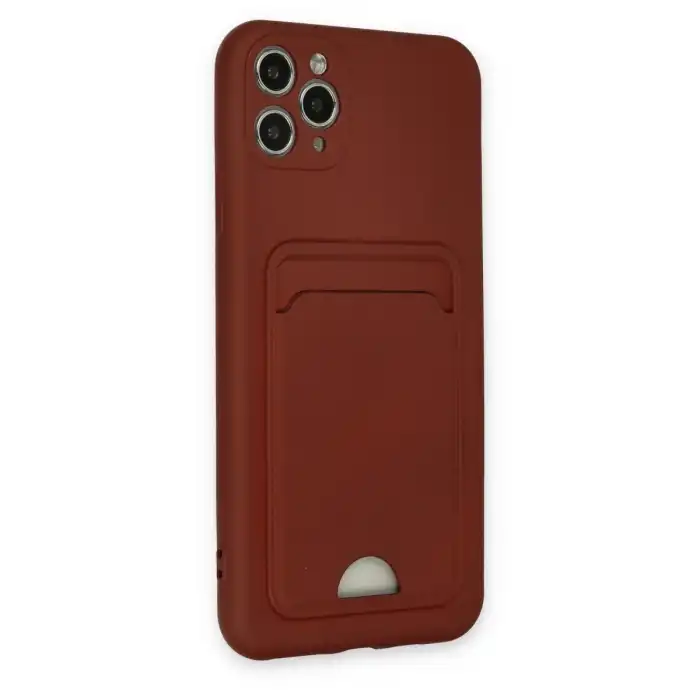 Apple İphone 11 Pro Max Kılıf Kelvin Kartvizitli Silikon - Bordo