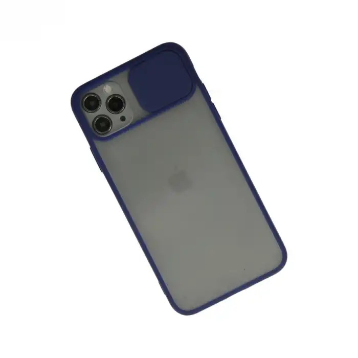 Apple İphone 11 Pro Max Kılıf Palm Buzlu Kamera Sürgülü Silikon - Lacivert