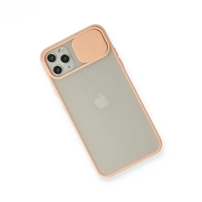Apple İphone 11 Pro Max Kılıf Palm Buzlu Kamera Sürgülü Silikon - Pembe