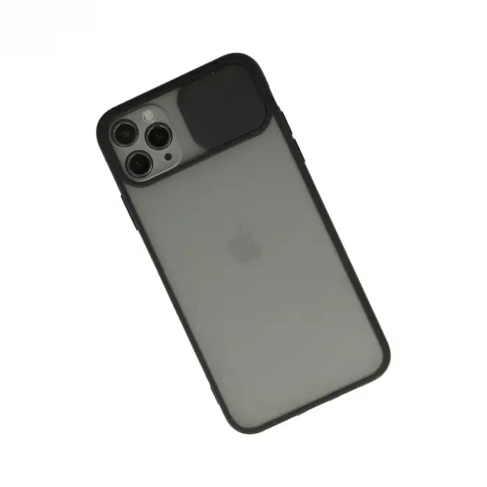 Apple İphone 11 Pro Max Kılıf Palm Buzlu Kamera Sürgülü Silikon - Siyah