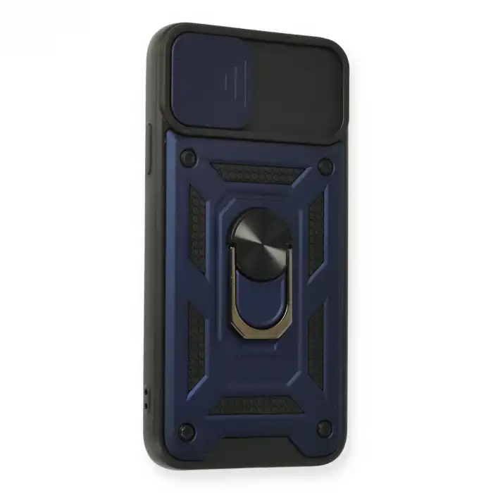 Apple İphone 11 Pro Max Kılıf Pars Lens Yüzüklü Silikon - Lacivert