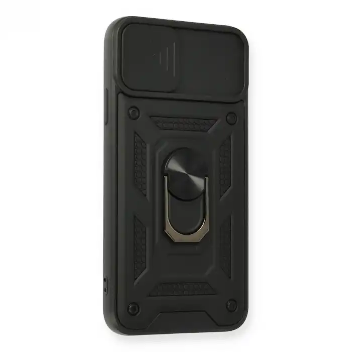 Apple İphone 11 Pro Max Kılıf Pars Lens Yüzüklü Silikon - Siyah