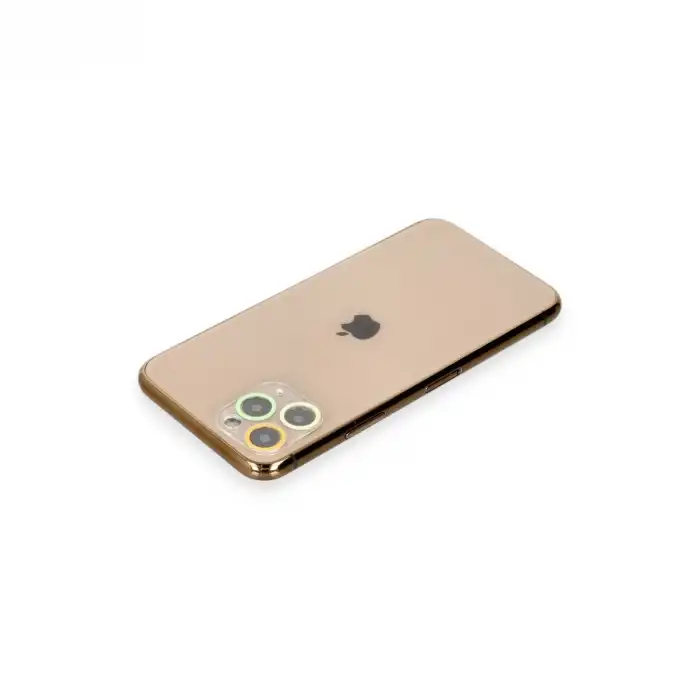 Apple İphone 11 Pro Max Renkli Kamera Lens Koruma Cam - Sarı-turuncu