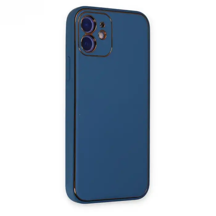 Apple İphone 12 Kılıf Coco Deri Silikon Kapak - Açık Mavi