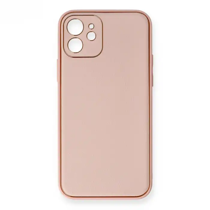 Apple İphone 12 Kılıf Coco Deri Silikon Kapak - Pembe