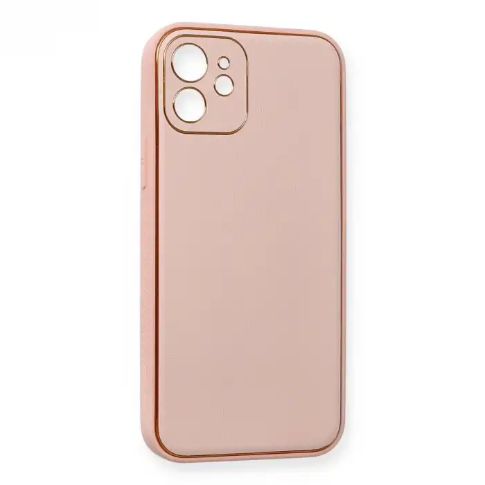 Apple İphone 12 Kılıf Coco Deri Silikon Kapak - Pembe