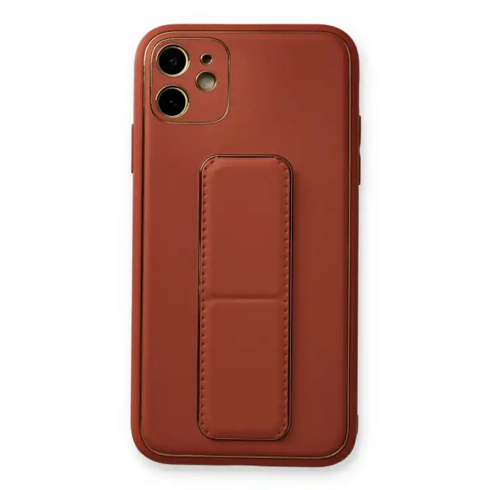 Apple İphone 12 Kılıf Coco Deri Standlı Kapak - Fuşya