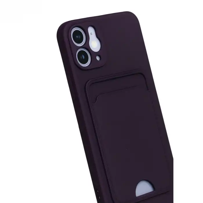 Apple İphone 12 Kılıf Kelvin Kartvizitli Silikon - Derin Mor