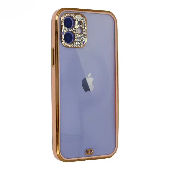 Apple İphone 12 Kılıf Liva Taşlı Silikon - Pembe