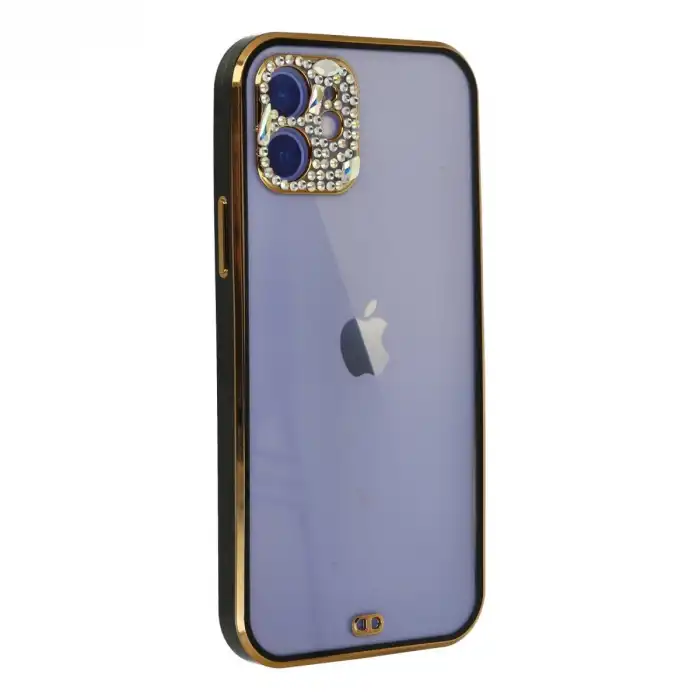 Apple İphone 12 Kılıf Liva Taşlı Silikon - Siyah