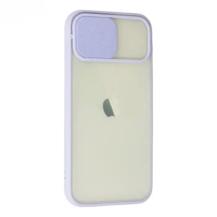 Apple İphone 12 Kılıf Palm Buzlu Kamera Sürgülü Silikon - Lila