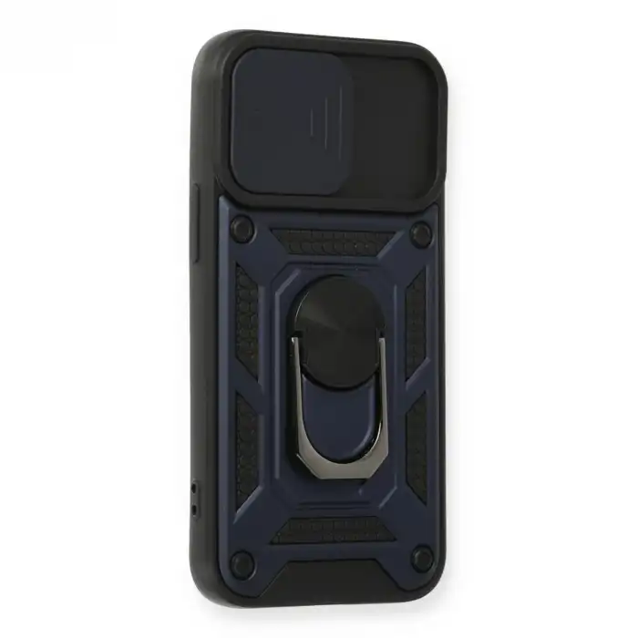 Apple İphone 12 Kılıf Pars Lens Yüzüklü Silikon - Lacivert