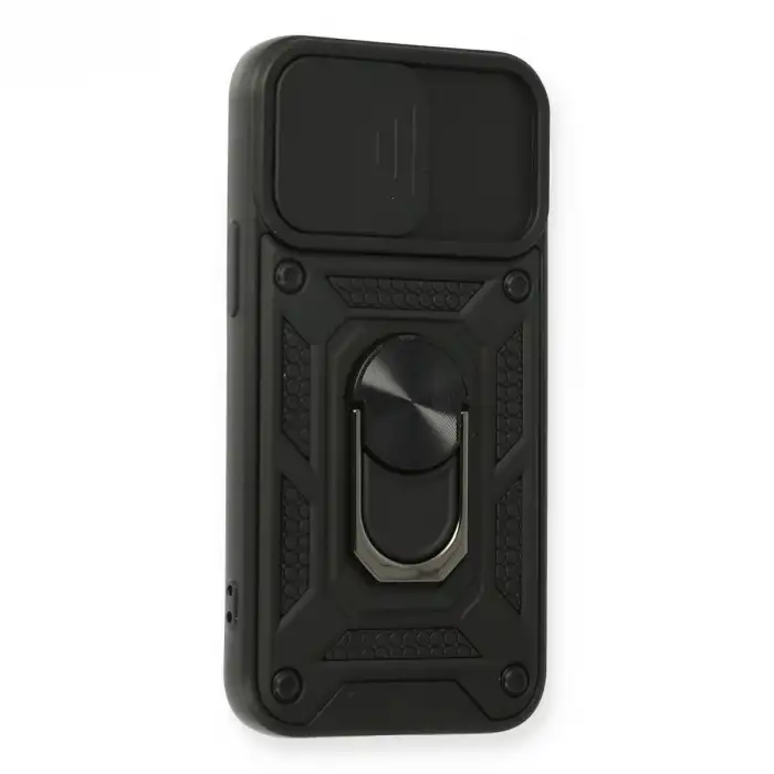 Apple İphone 12 Mini Kılıf Pars Lens Yüzüklü Silikon - Siyah